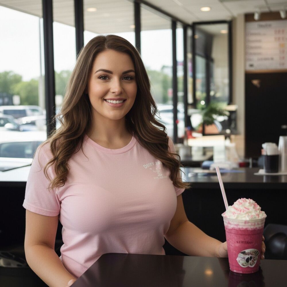 Dairy Joy Milkshakes Bringing All The Boys To The Yard Since 1958 T-Shirt. Pink.